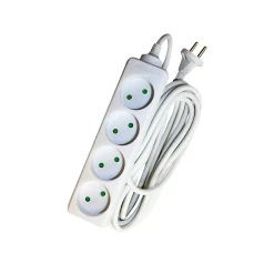 GRIPO STIKDÅSE 4 UDTAG U/JORD HVID 5 M KABEL