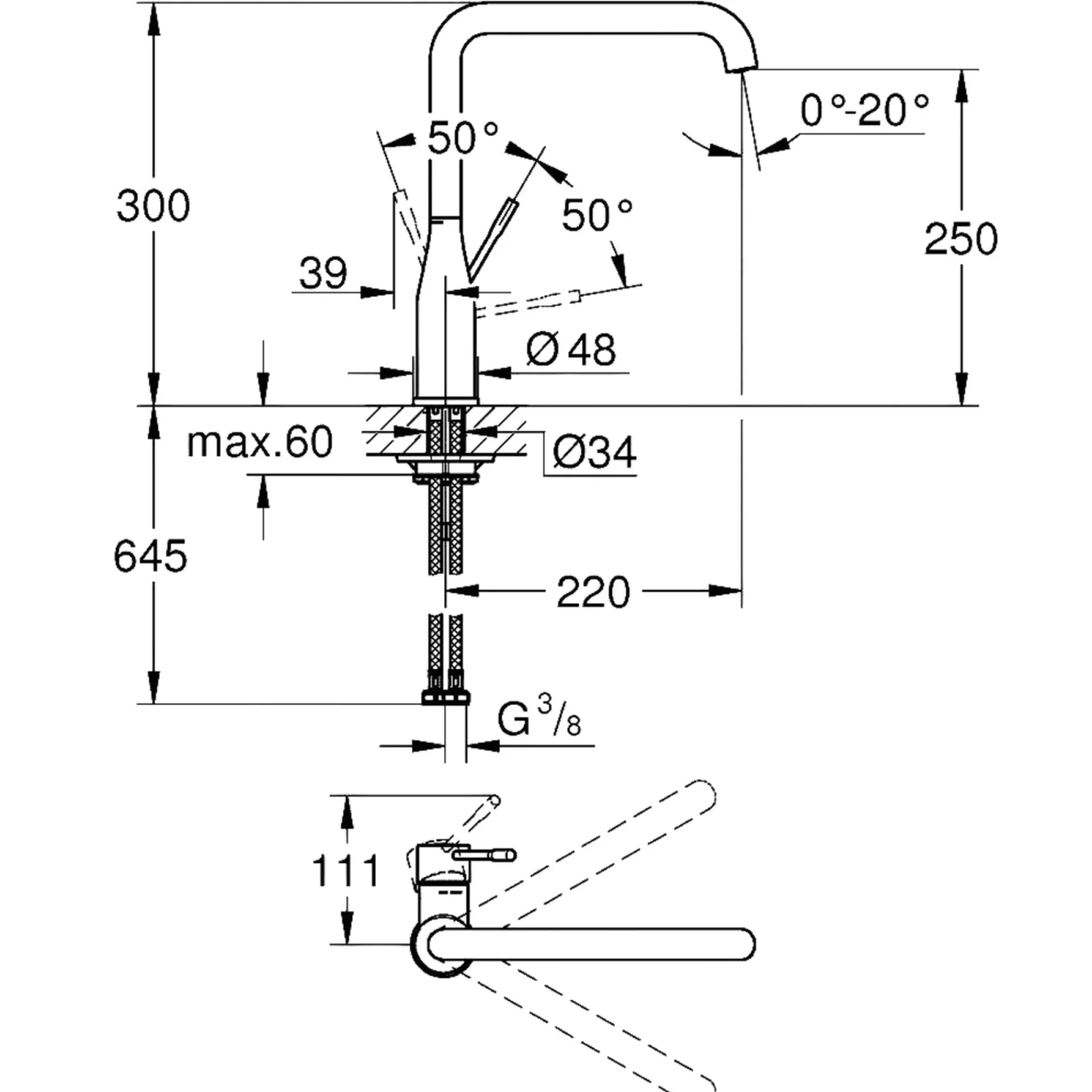 Grohe ESSENCE KØKKENARMATUR MAT SORT