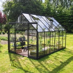 Halls ICON 8 DRIVHUS EKSKL. SOKKEL 3 MM DELT GLAS SORT 9,7 M2