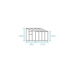 Halls QUBE LEAN-TO 68 VÆGDRIVHUS 3 MM HÆRDET GLAS SORT 4,7 M2