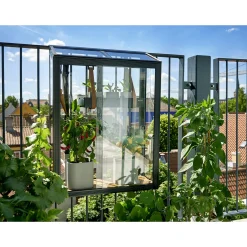 Juliana URBAN BALCONY VÆGDRIVHUS 4 MM HÆRDET GLAS HELE BANER SORT 0,16 M²