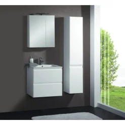 Milobad RENO SPEJLSKAB 2 LÅGER HVID HØJGLANS 60 X 60 CM