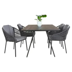 Outrium CARROS/PALMA BORD + 4 STOLE HAVEMØBELSÆT SORT/GRÅ