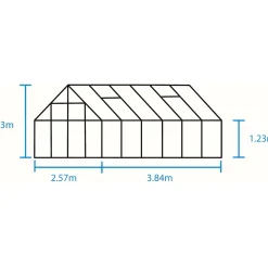 Outrium DRIVHUS INKL. SOKKEL 3 MM HÆRDET GLAS HELE BANER SORT 9,9 M2