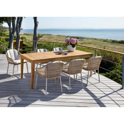 Outrium GILI/PALMA BORD + 6 STOLE HAVEMØBELSÆT TEAK/SANDGRÅ
