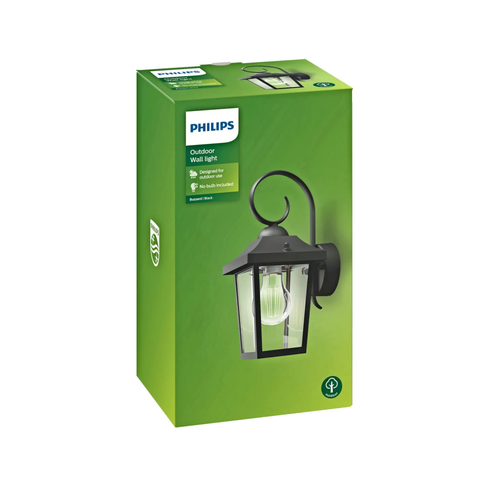 Philips BUZZARD UDENDØRS VÆGLAMPE SORT 60W