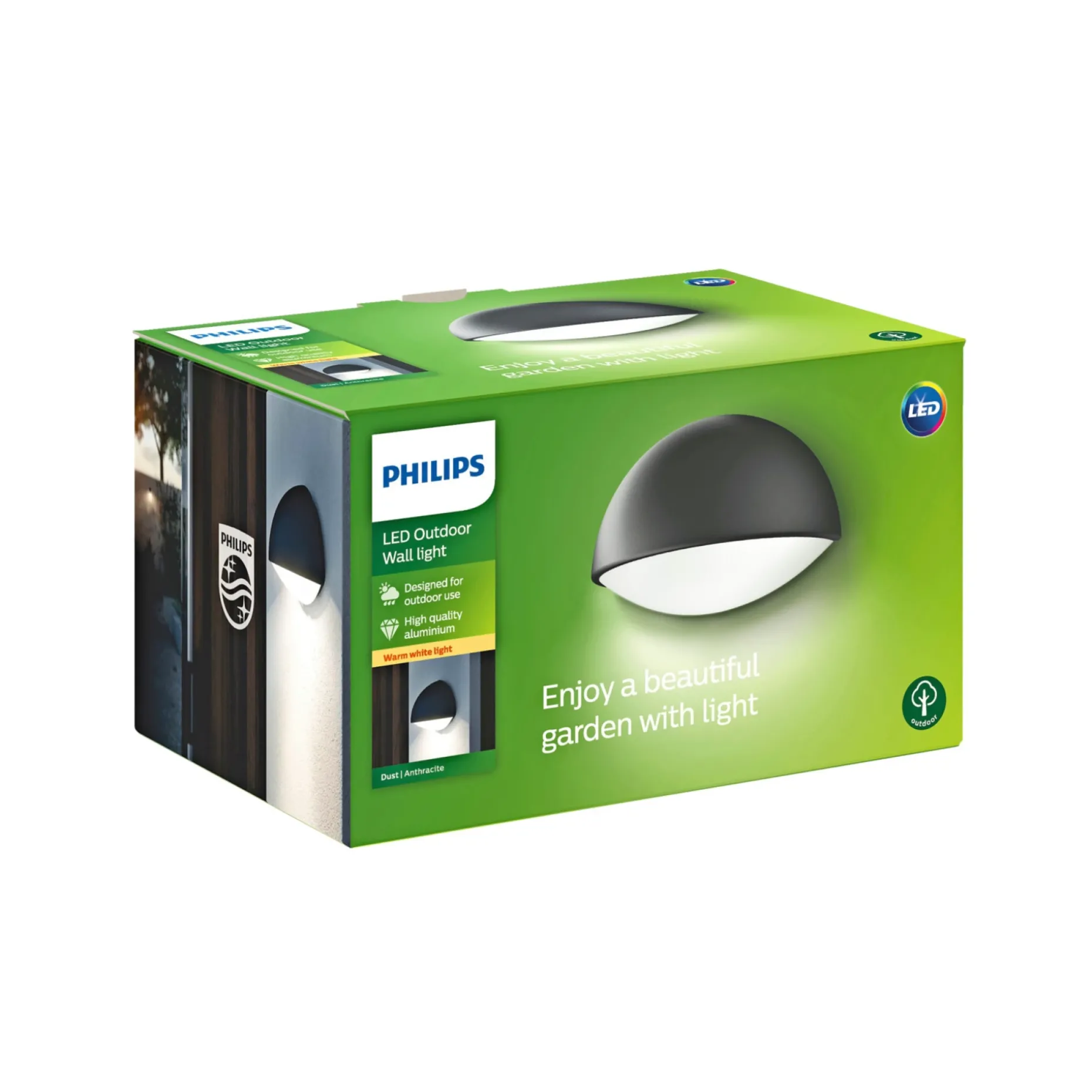 PHILIPS DUST UDENDØRS VÆGLAMPE ANTHRACITE 3W