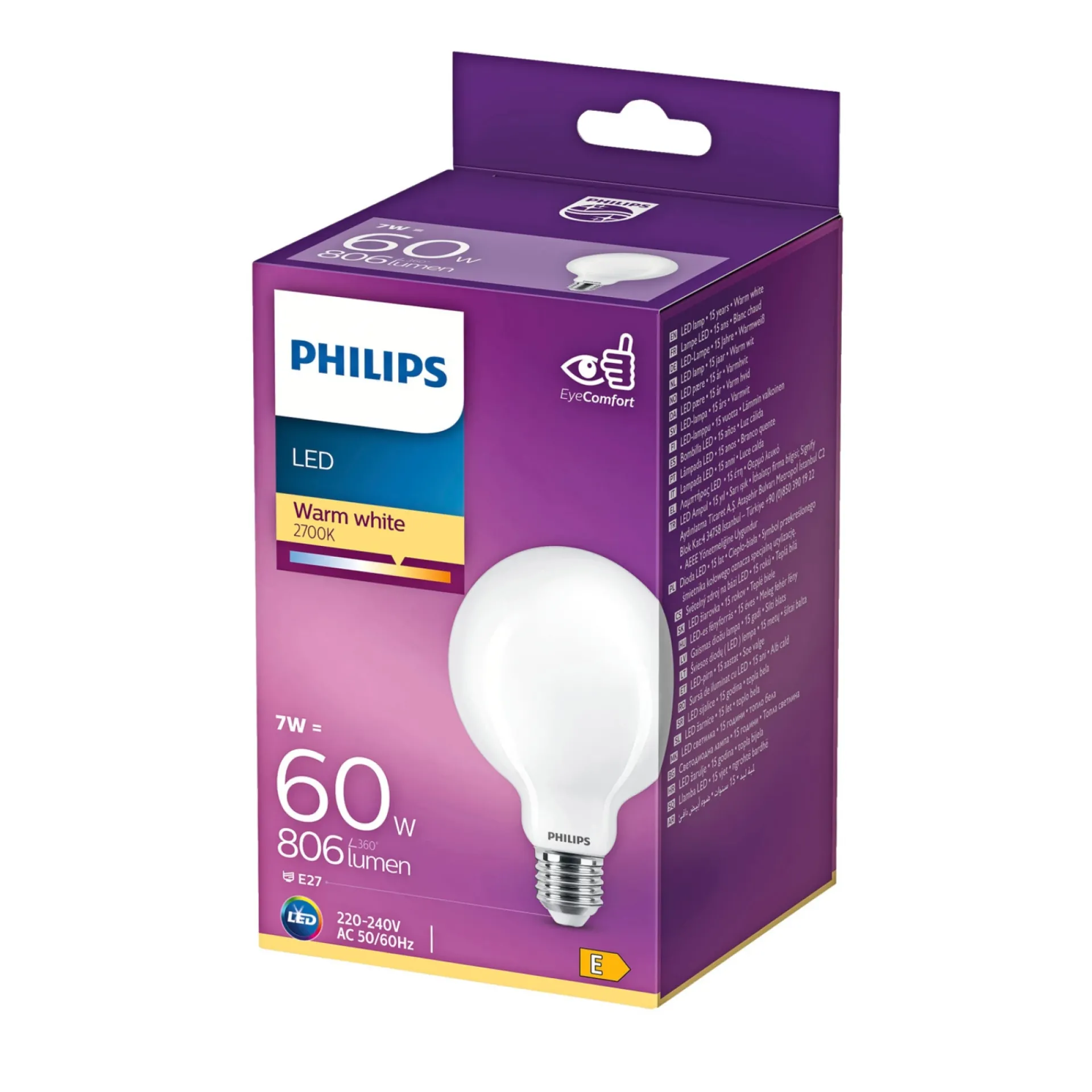 Philips LED PÆRE GLOBE E27 7W