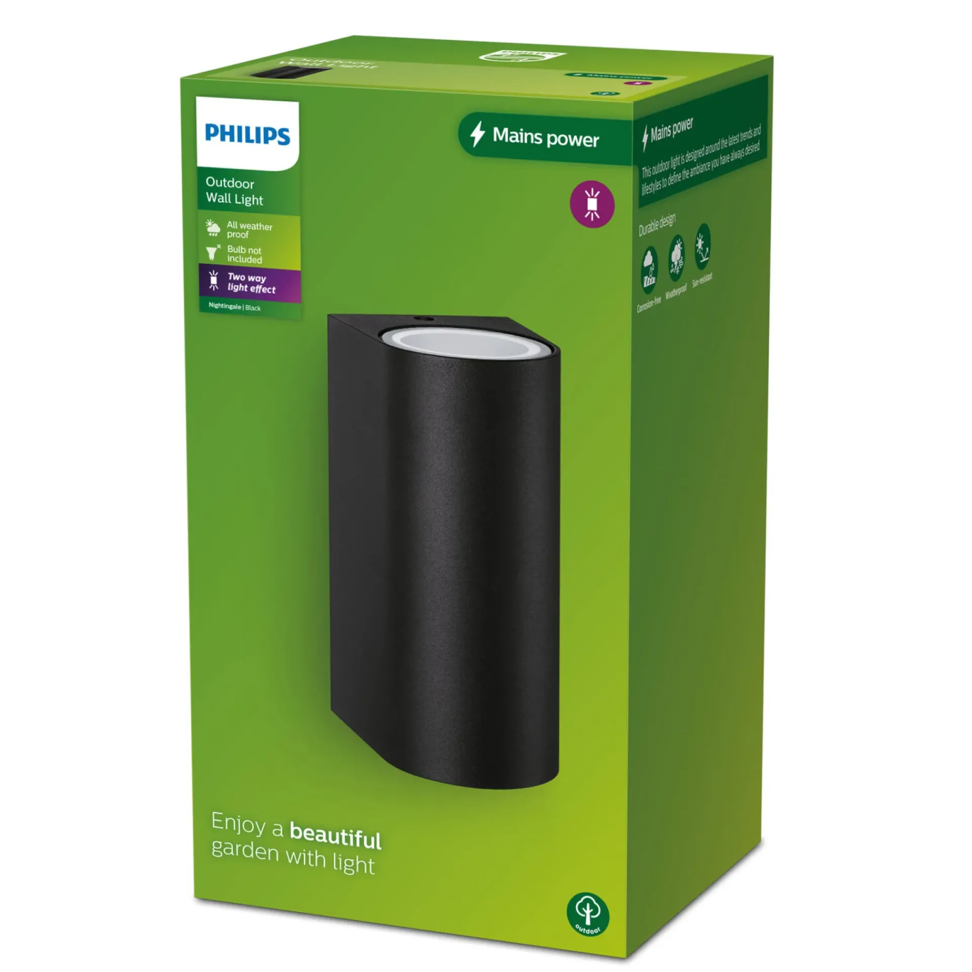 Philips NIGHTINGALE VÆGLAMPE SORT 35W