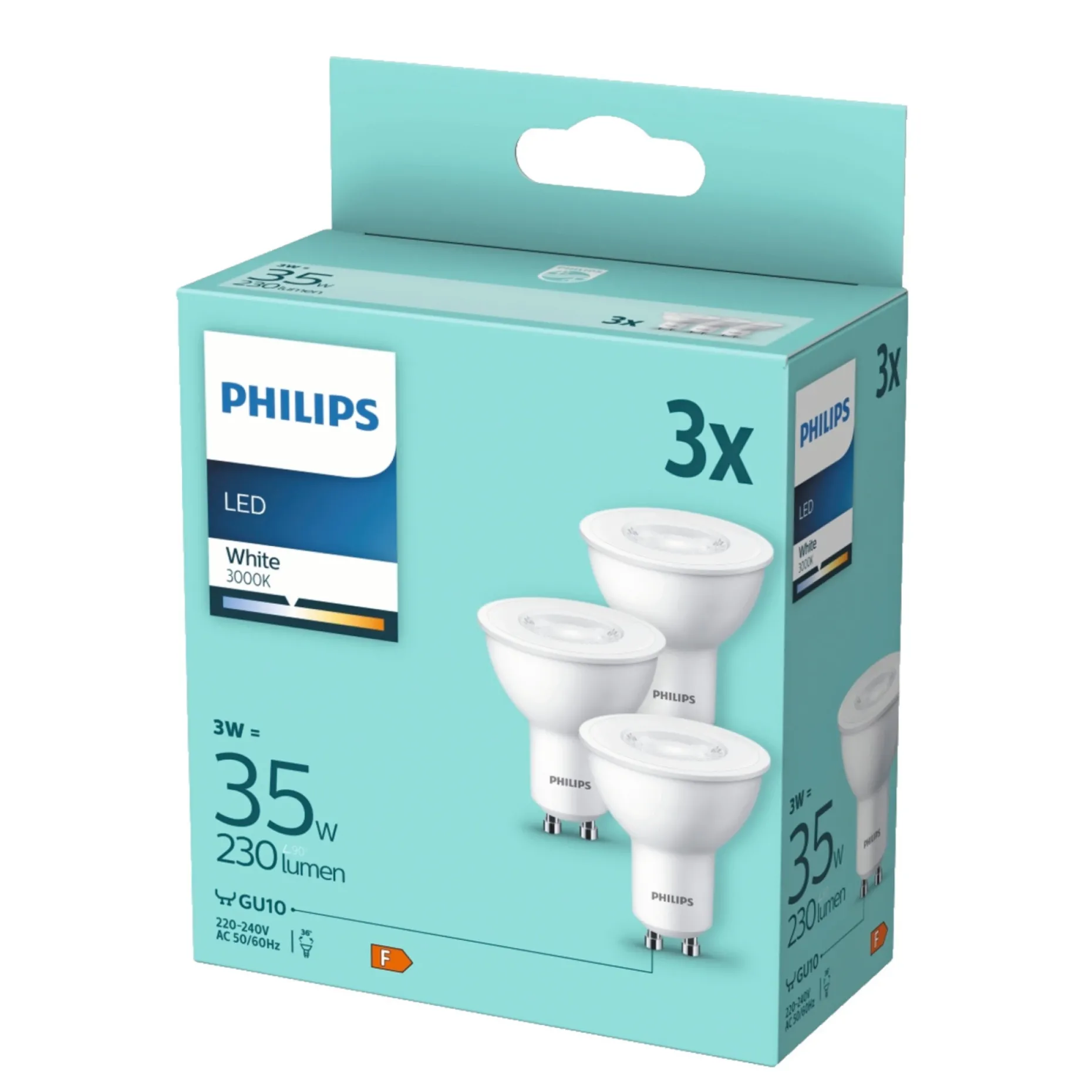 PHILIPS 3-PAK LED PÆRE SPOT GU10 3W
