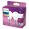 Philips 2-PAK MAT LED PÆRE KRONE E14 4W