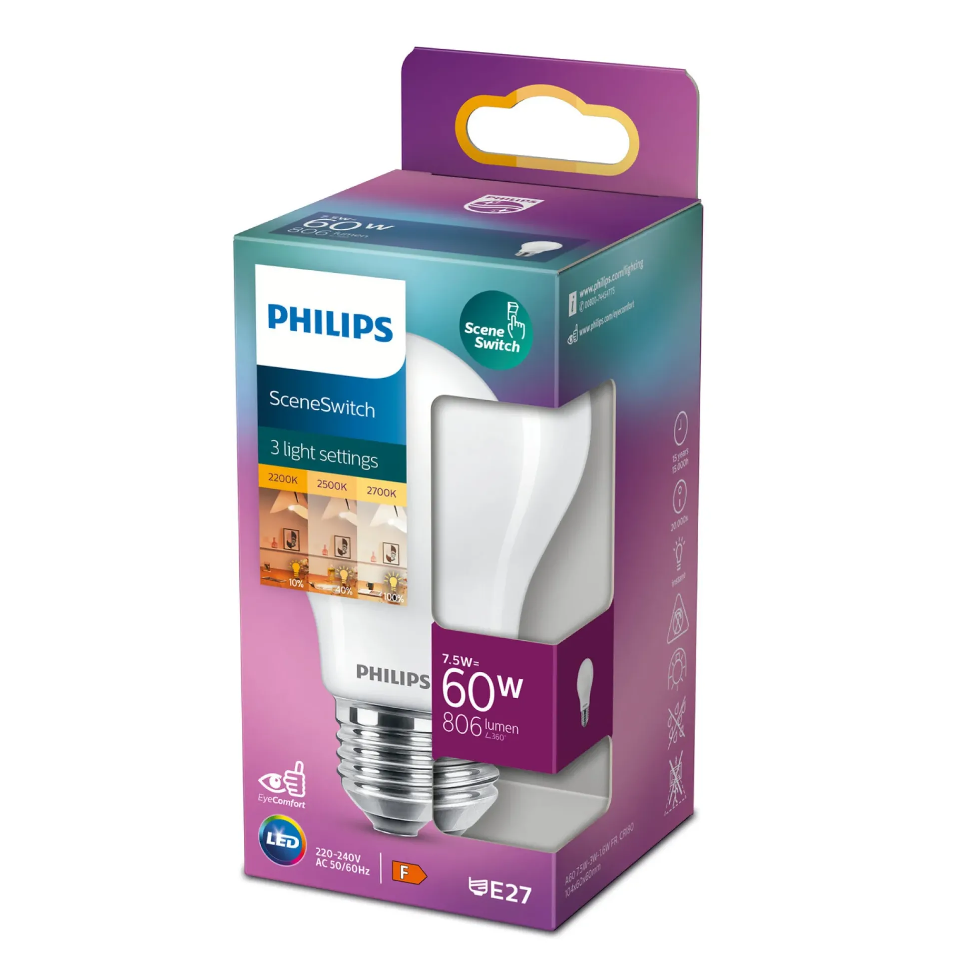 Philips SCENESWITCH LED PÆRE STANDARD E27 8W