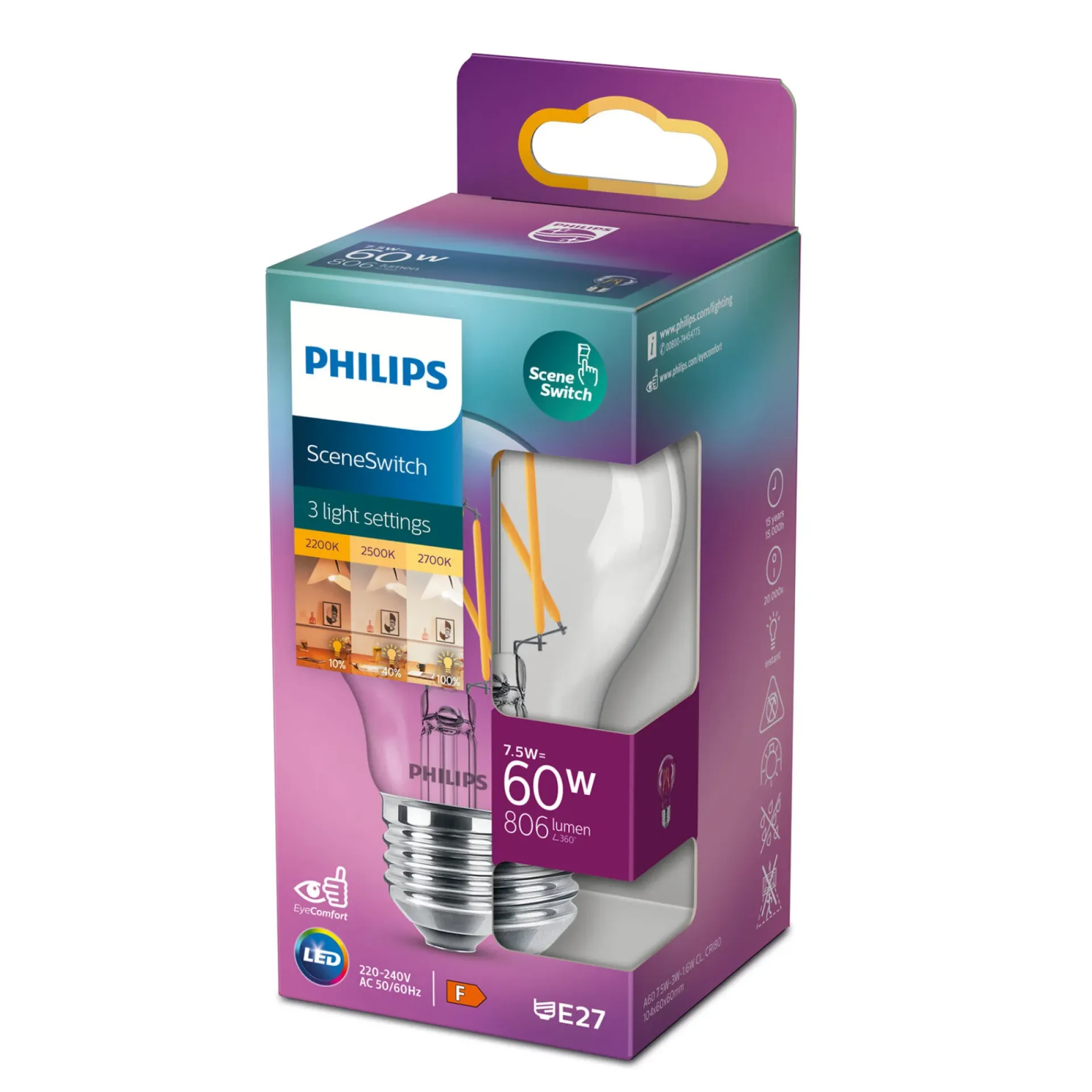Philips SCENESWITCH LED PÆRE STANDARD E27 8W