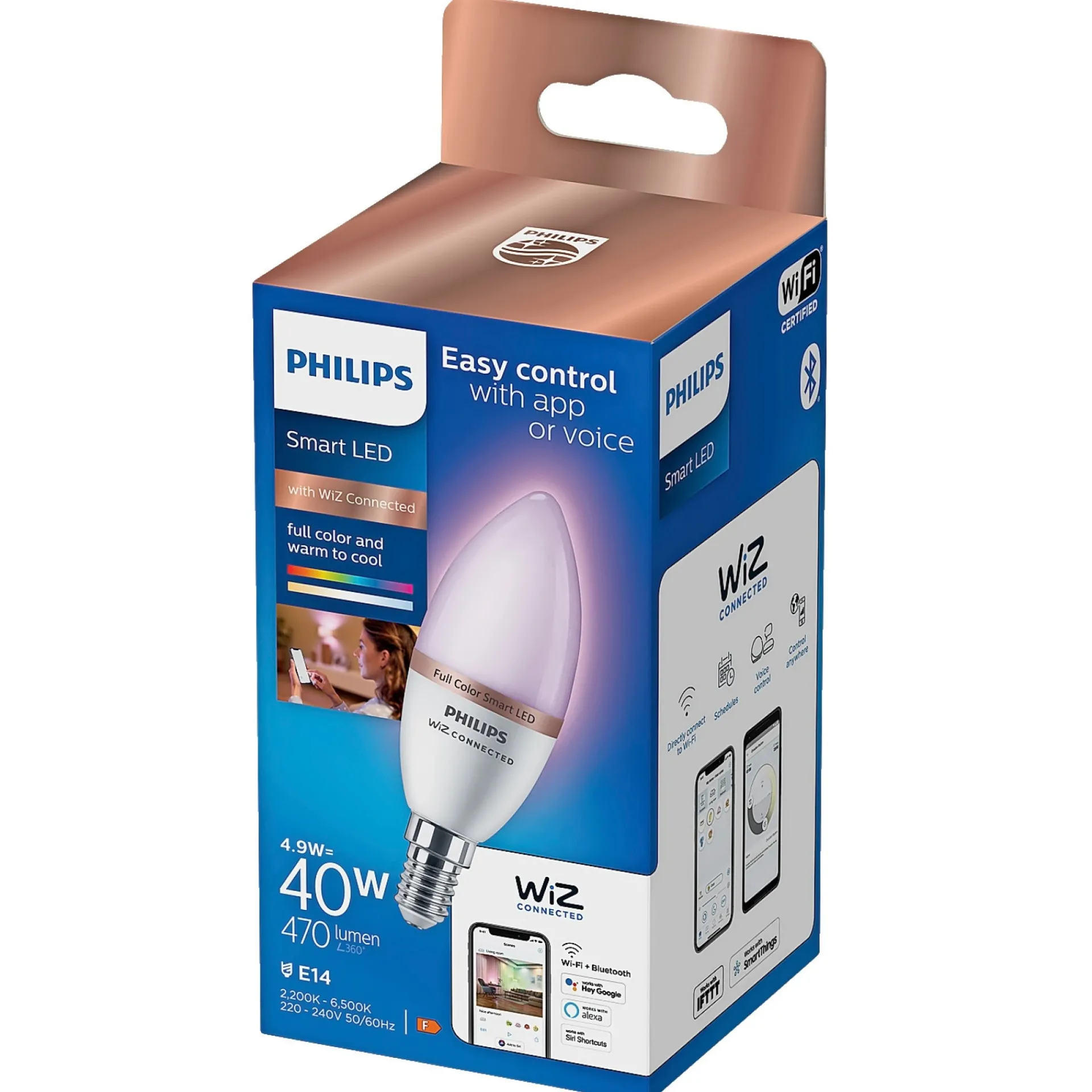 Philips Smart COLOR LED PÆRE E14 KERTE 5W