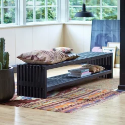 PLUS RUSTIK TRALLEBÆNK SORT 138 CM