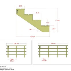 Plus 4 TRIN TERRASSETRAPPE 1800 X 710 MM