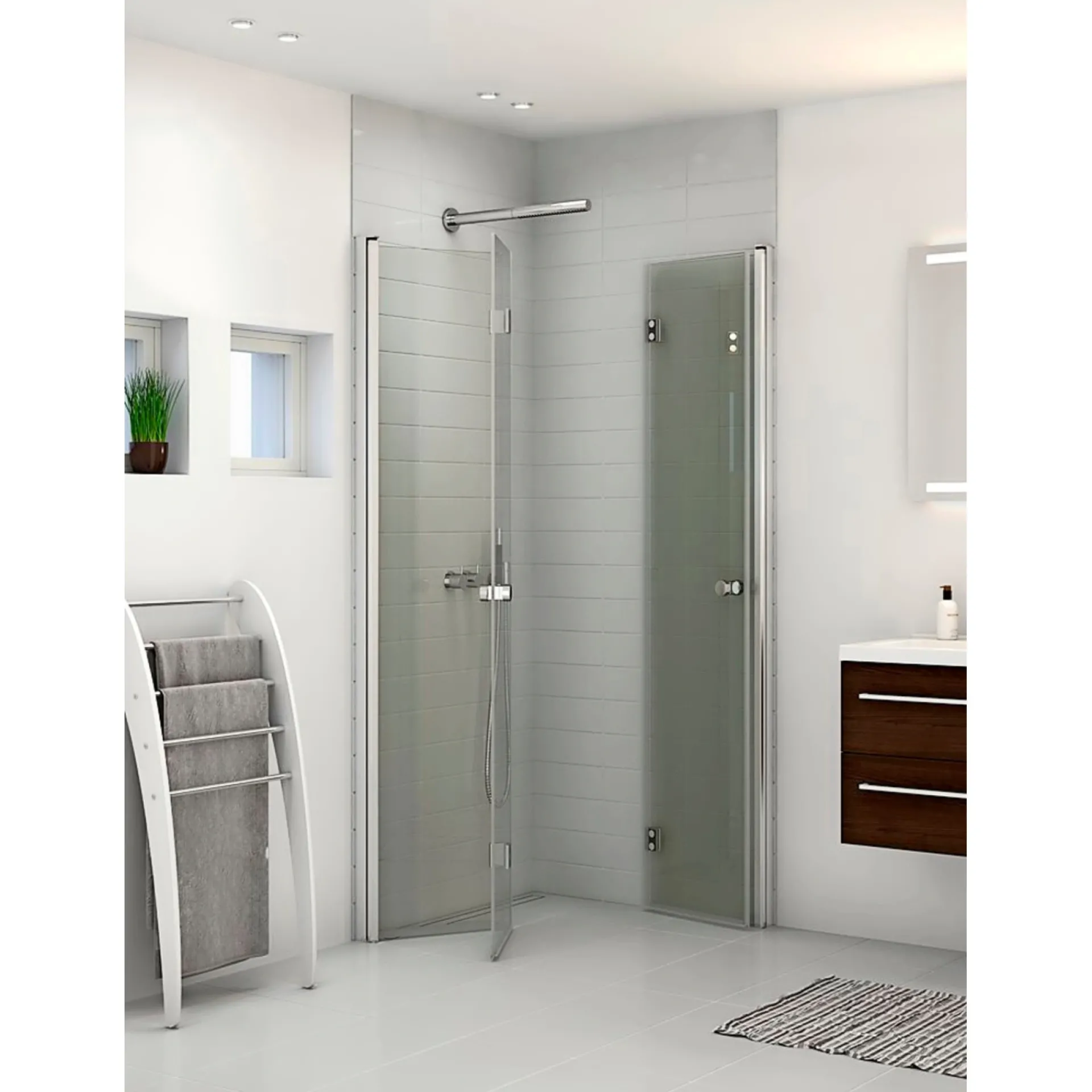 Scanbad FLEXI MAT ALU PROFIL, 1 STK. FOLDEDØR KLAR GLAS 89 CM