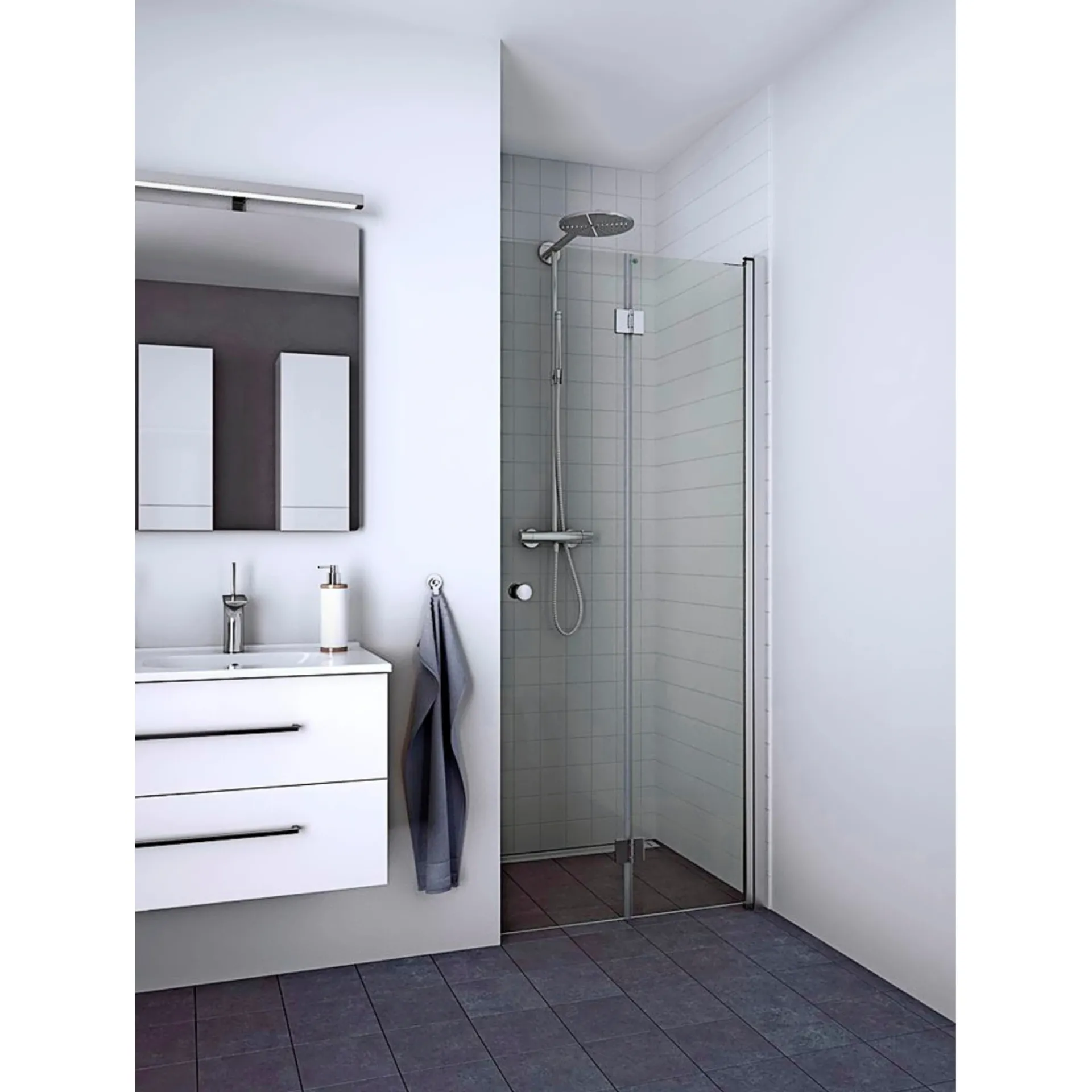 Scanbad FLEXI MAT ALU PROFIL, 1 STK. FOLDEDØR KLAR GLAS 79 CM