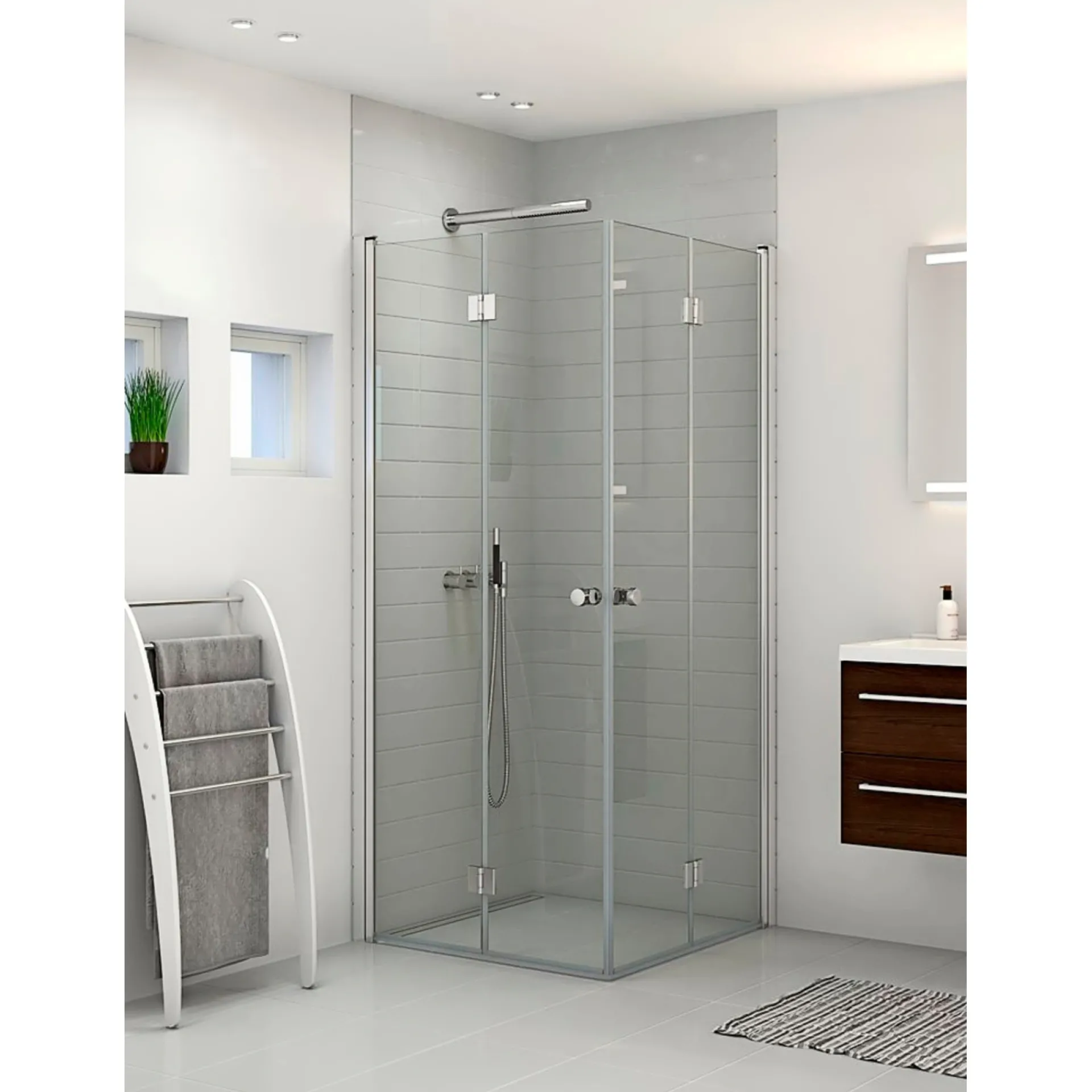 Scanbad FLEXI MAT ALU PROFIL, 1 STK. FOLDEDØR KLAR GLAS 79 CM