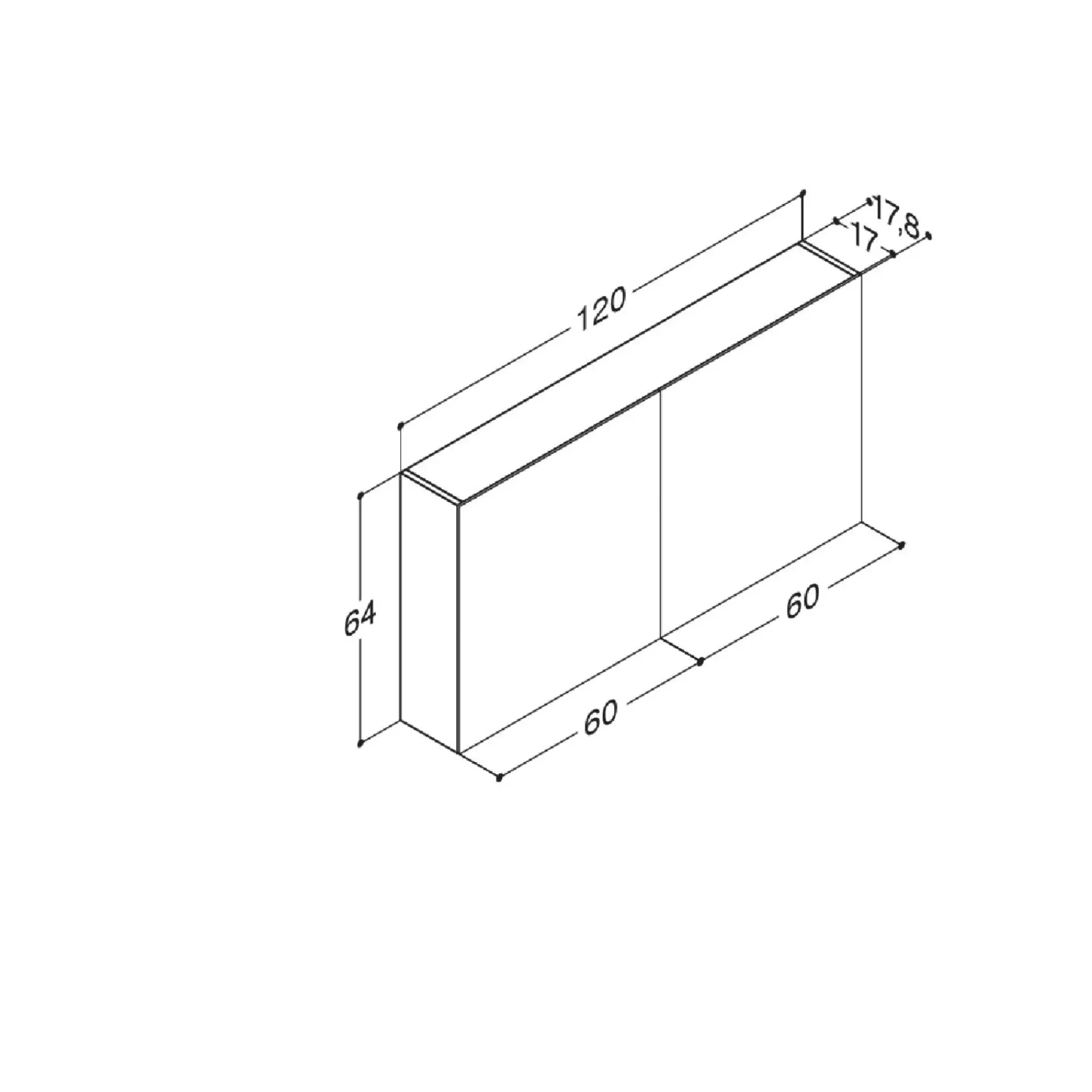 Scanbad MULTO SPEJLSKAB UDEN LAMPER SORT 120 X 64 CM