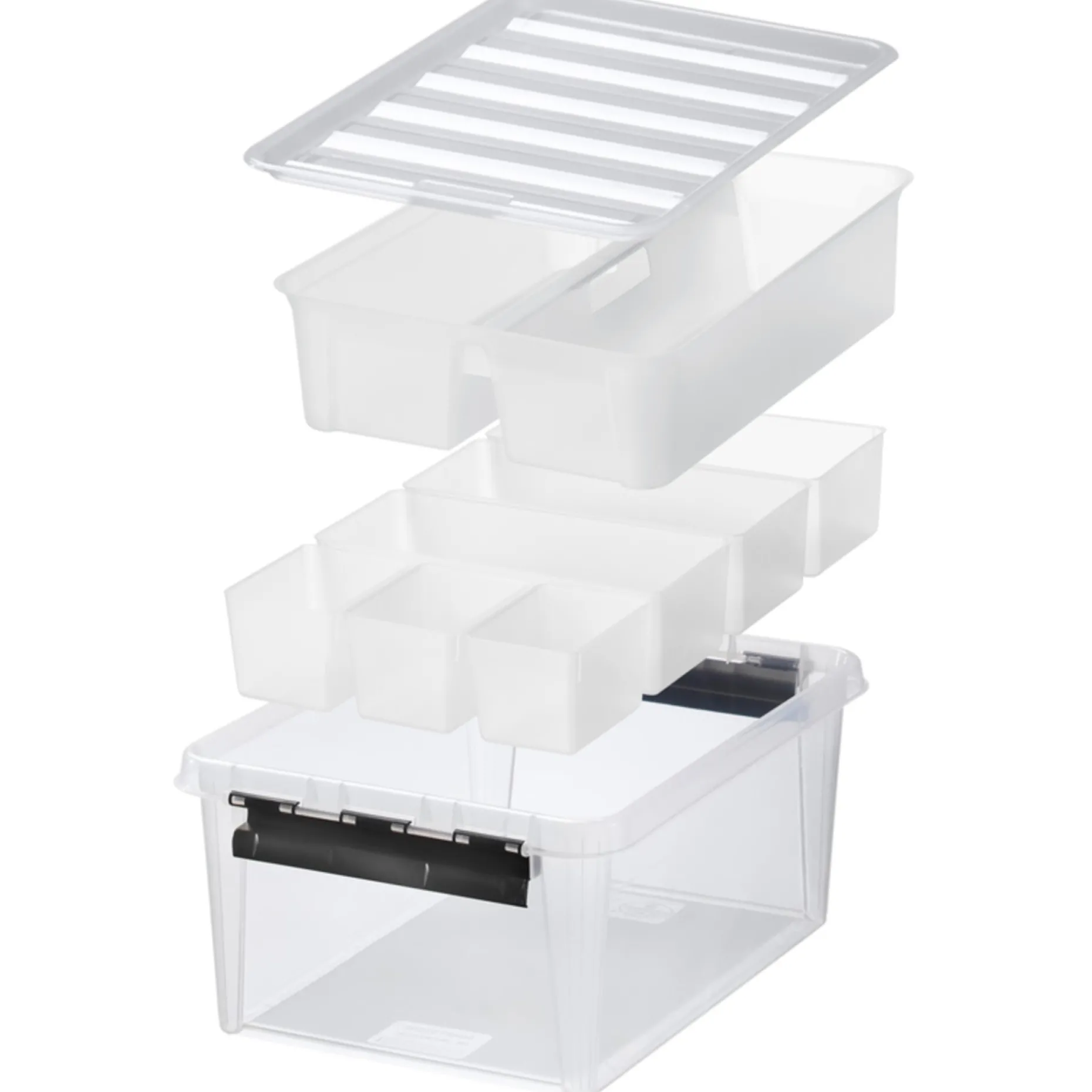SMARTSTORE CLASSIC OPBEVARINGSKASSE M LÅG + INDSATS TRANSPARENT 14 L