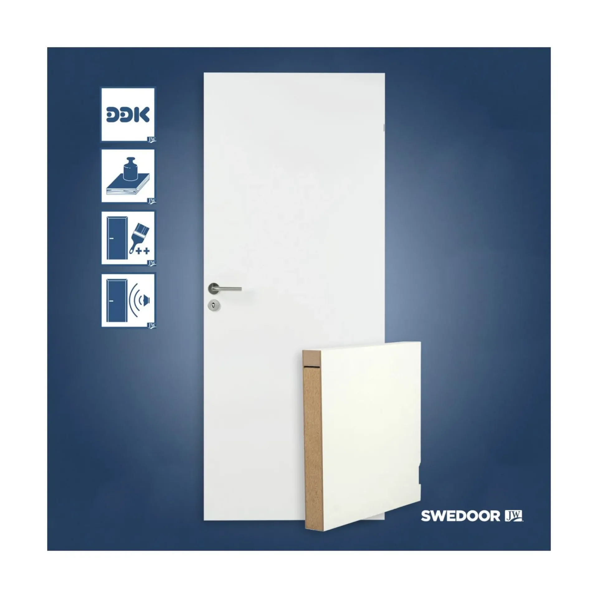 Swedoor ADVANCE-LINE STABLE GLAT MASSIV DØR HVID 9X21