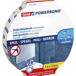 Tesa POWERBOND DOBBELT KLÆBENDE SPEJLTAPE 5 M X 25 MM HVID