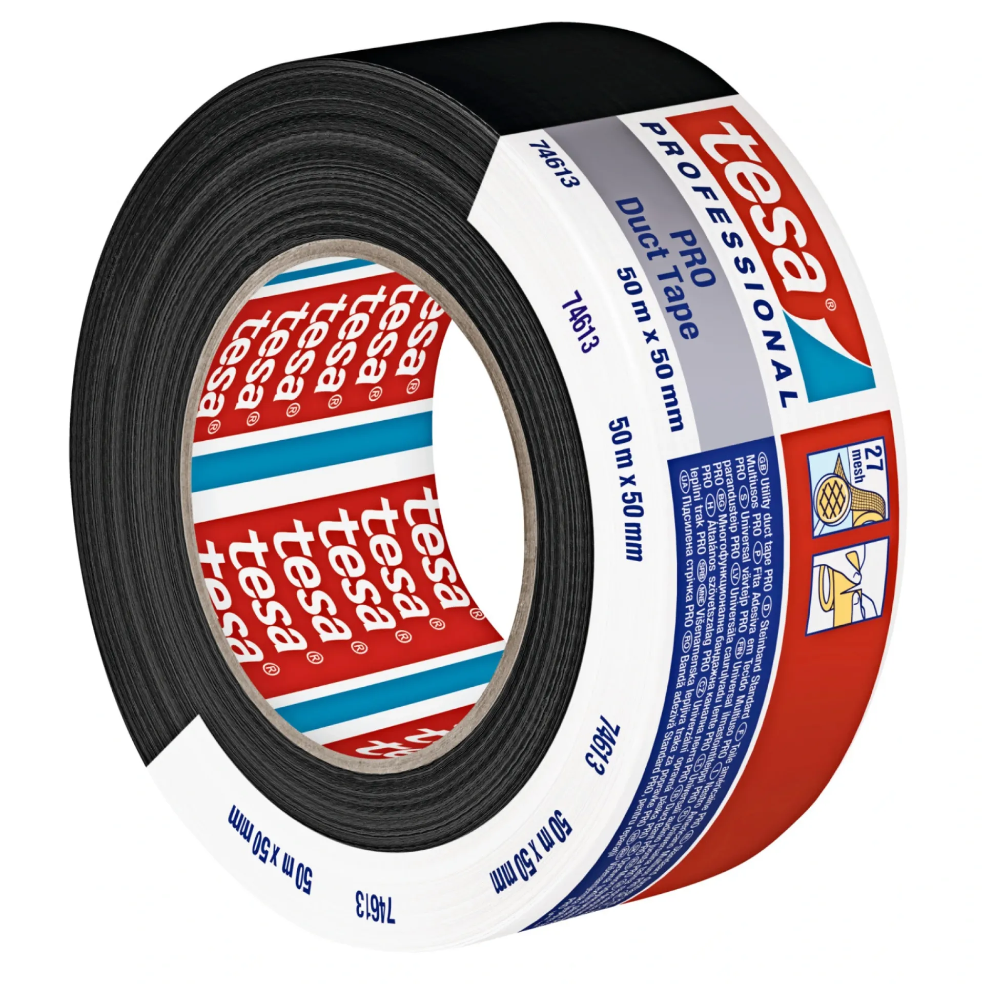 Tesa PROFESSIONAL PRO LÆRREDSTAPE 50M X 50MM SORT