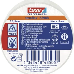 Tesa FLEX 53988 ISOLERINGSTAPE 10 M X 15 MM HVID