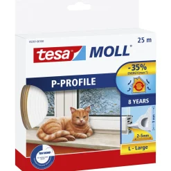 Tesa MOLL P-PROFIL TÆTNINGSLISTE 25 M X 9 MM X 5,50 MM HVID