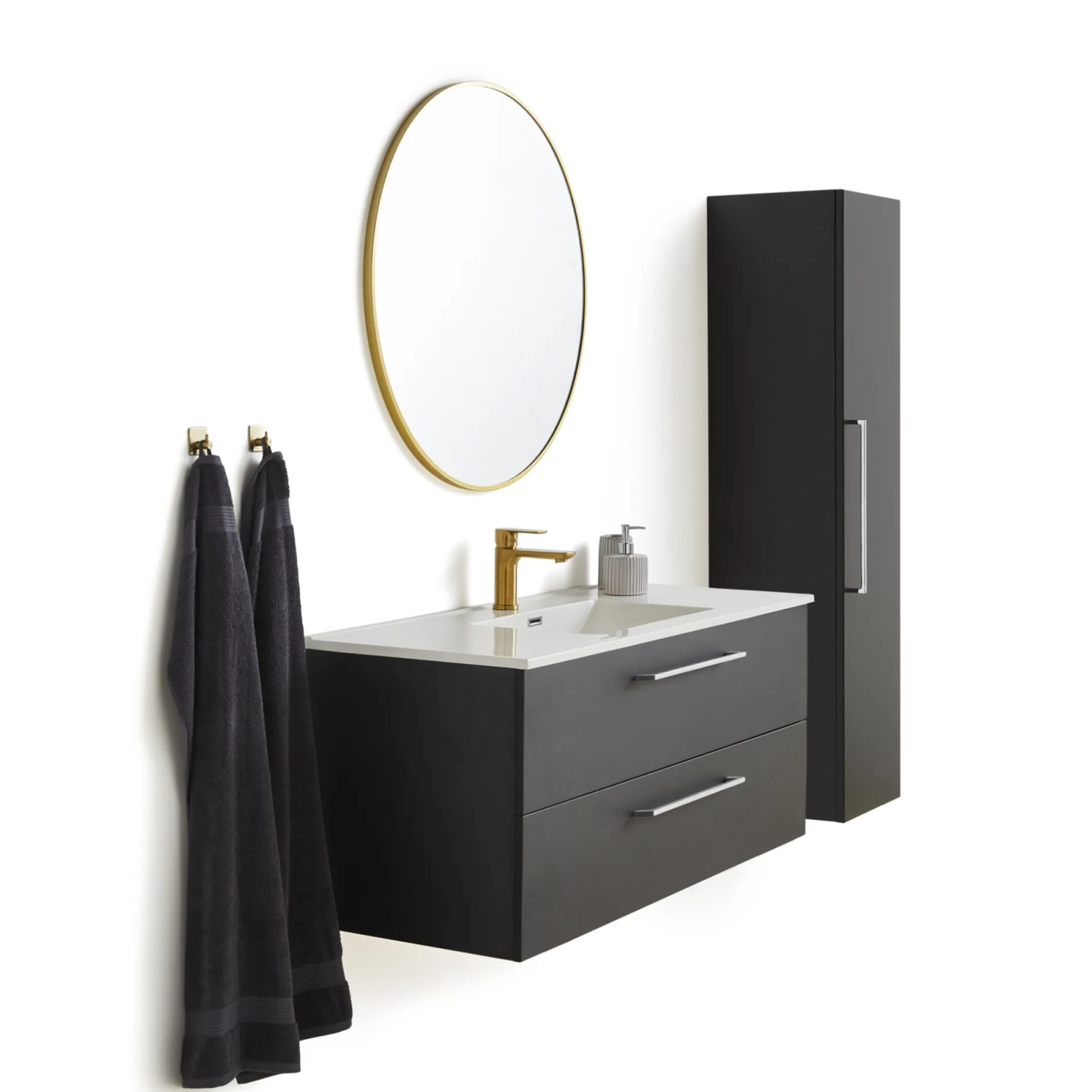 VASSO MILANO SOFTCLOSE BADMØBEL SORT 2 SKUFFER 120 CM